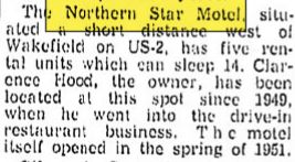 Northern Star Motel (Hiawatha Green Stone Lodge) - Aug 1954 Article